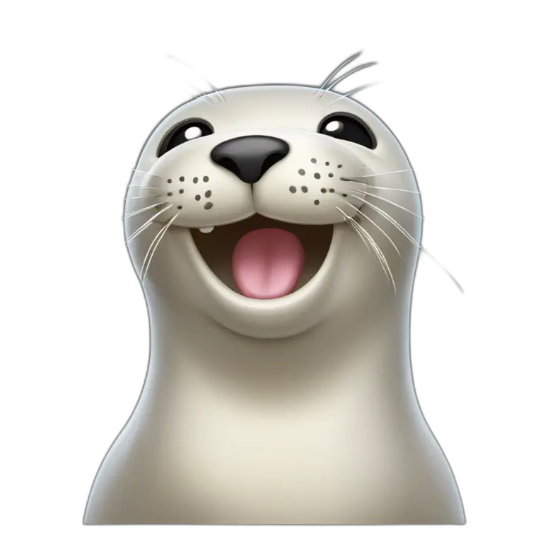 Cinematic Cute Yawning harbour seal Portrait Emoji, Head tilted slightly with a dramatic, wide-open yawn, showcasing a smooth, rounded body with gently drooping features and sleepy, half-closed eyes, Simplified yet irresistibly adorable features, highly detailed, glowing with a soft, cozy maritime glow, high shine, relaxed yet expressive, stylized with a dash of whimsical ocean charm, soft glowing outline, capturing the essence of a drowsy yet affectionate harbour seal that appears ready to stretch out for a nap!